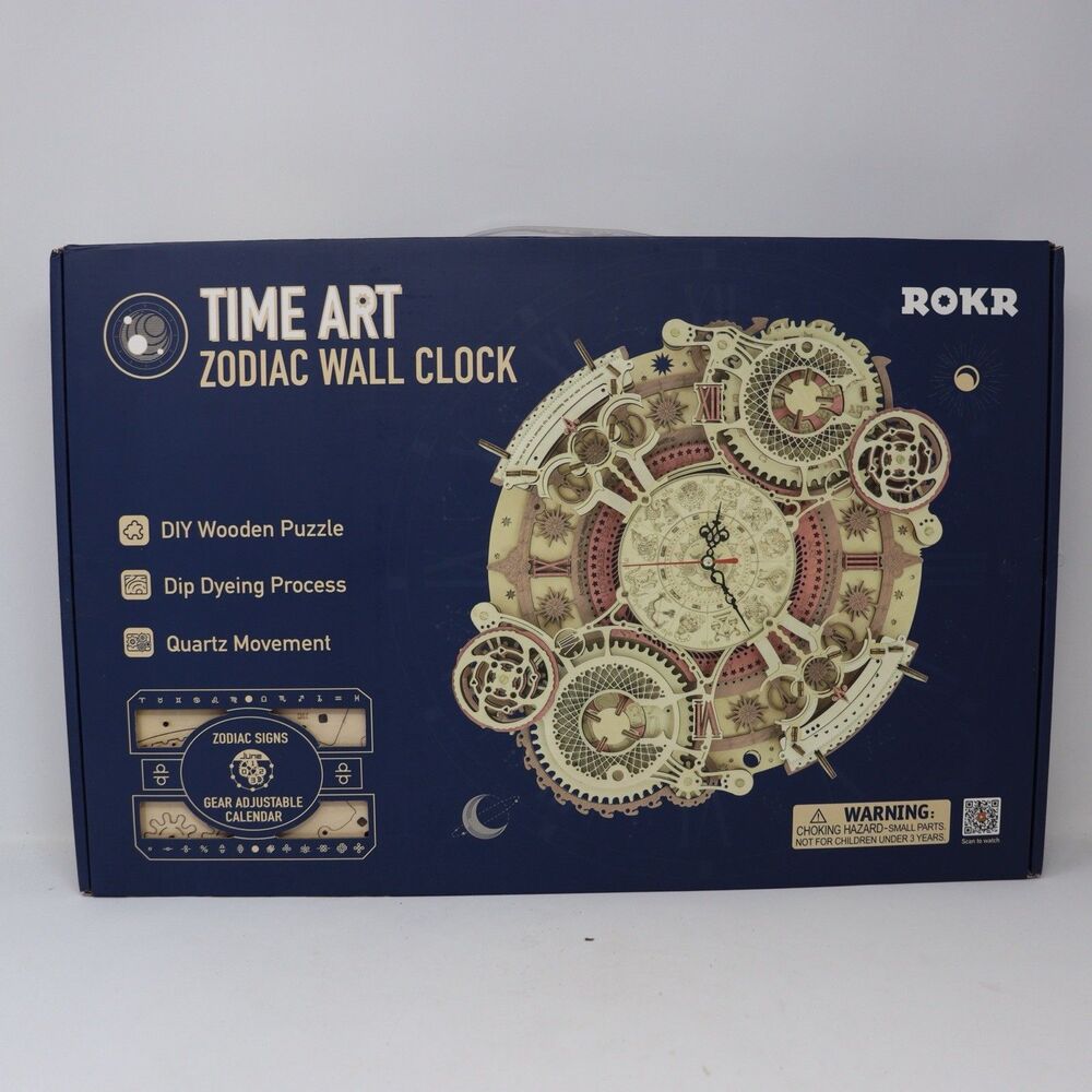 ROKR 3D Wooden Puzzle Mechanical Zodiac Clock DIY Wall Mechanical Clock